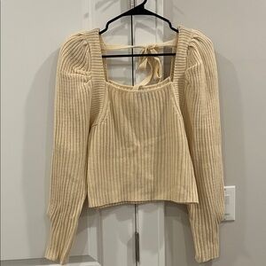 Vici Cream Ribbed Knit Sweater